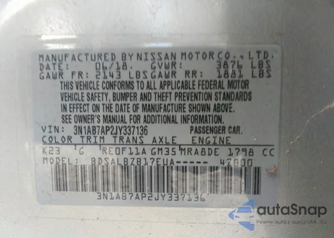 2018 Nissan Sentra S из США, поврежденный, VIN 3N1AB7AP2JY337136